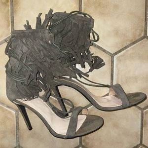 Missguided Fringe Strap Barely There Heeled Sandals